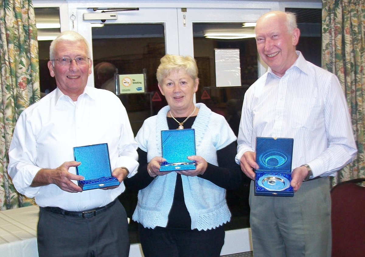 Pam Butler, Peter Butler and Peter Barltrop Triples Winners